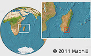 Satellite Location Map of Taolagnaro (F-Dauphin), within the entire country