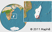 Satellite Location Map of Taolagnaro (F-Dauphin), highlighted country, within the entire country