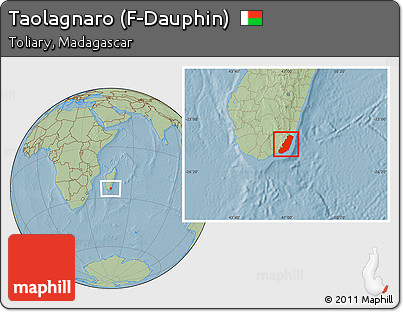 Savanna Style Location Map of Taolagnaro (F-Dauphin), hill shading