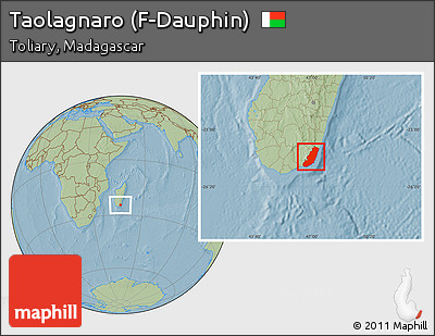 Savanna Style Location Map of Taolagnaro (F-Dauphin), hill shading