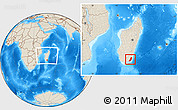 Shaded Relief Location Map of Taolagnaro (F-Dauphin), within the entire country