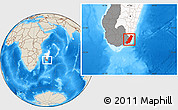 Shaded Relief Location Map of Taolagnaro (F-Dauphin), highlighted country, highlighted parent region