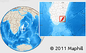 Shaded Relief Location Map of Taolagnaro (F-Dauphin), highlighted country