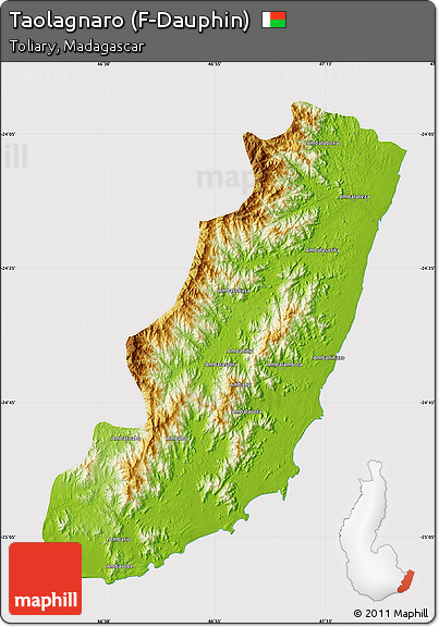 Physical Map of Taolagnaro (F-Dauphin), cropped outside
