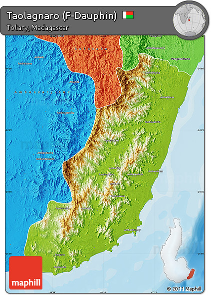 Physical Map of Taolagnaro (F-Dauphin), political outside