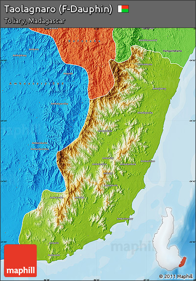Physical Map of Taolagnaro (F-Dauphin), political outside