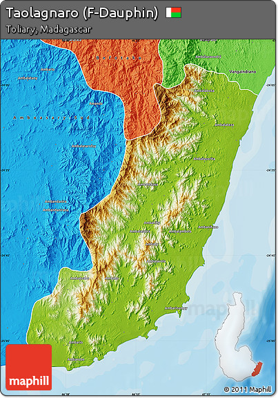 Physical Map of Taolagnaro (F-Dauphin), political outside