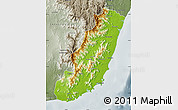 Physical Map of Taolagnaro (F-Dauphin), semi-desaturated