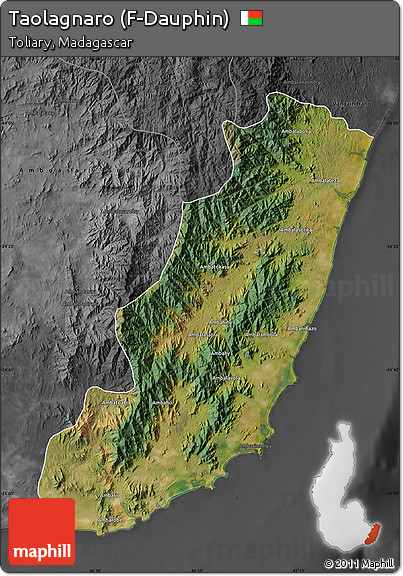 Satellite Map of Taolagnaro (F-Dauphin), darken, desaturated