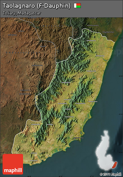 Satellite Map of Taolagnaro (F-Dauphin), darken