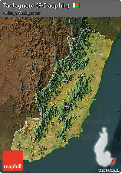 Satellite Map of Taolagnaro (F-Dauphin), darken