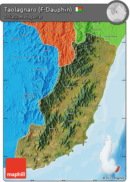 Satellite Map of Taolagnaro (F-Dauphin), political outside