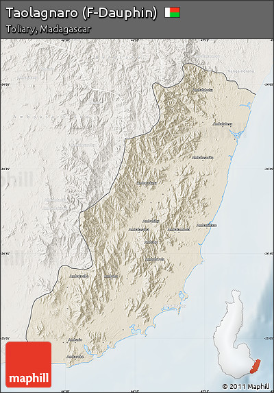 Shaded Relief Map of Taolagnaro (F-Dauphin), lighten