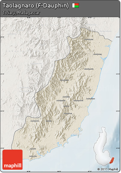 Shaded Relief Map of Taolagnaro (F-Dauphin), lighten