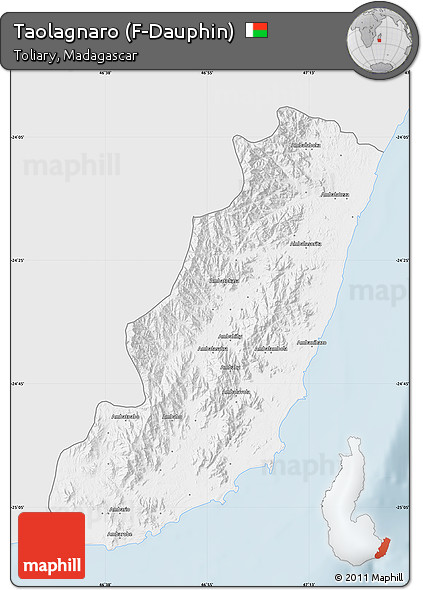 Silver Style Map of Taolagnaro (F-Dauphin), single color outside