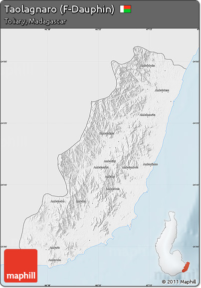 Silver Style Map of Taolagnaro (F-Dauphin), single color outside