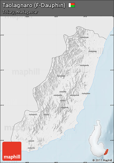 Silver Style Map of Taolagnaro (F-Dauphin), single color outside