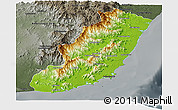 Physical Panoramic Map of Taolagnaro (F-Dauphin), darken, semi-desaturated