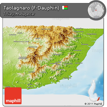 Physical Panoramic Map of Taolagnaro (F-Dauphin)