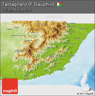 Physical Panoramic Map of Taolagnaro (F-Dauphin)