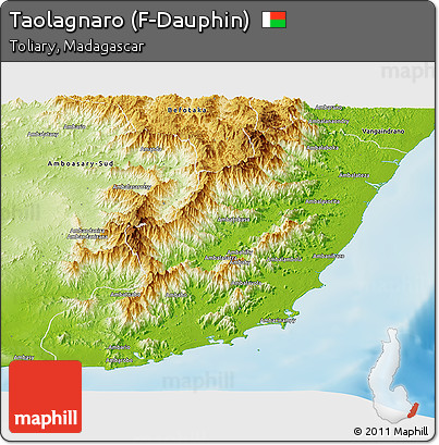 Physical Panoramic Map of Taolagnaro (F-Dauphin)
