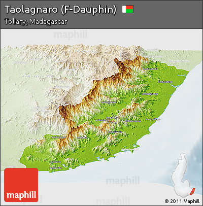 Physical Panoramic Map of Taolagnaro (F-Dauphin), lighten