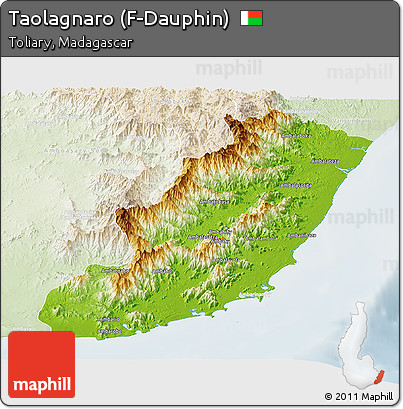 Physical Panoramic Map of Taolagnaro (F-Dauphin), lighten