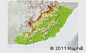 Physical Panoramic Map of Taolagnaro (F-Dauphin), lighten, semi-desaturated