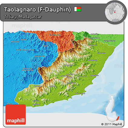 Physical Panoramic Map of Taolagnaro (F-Dauphin), political outside