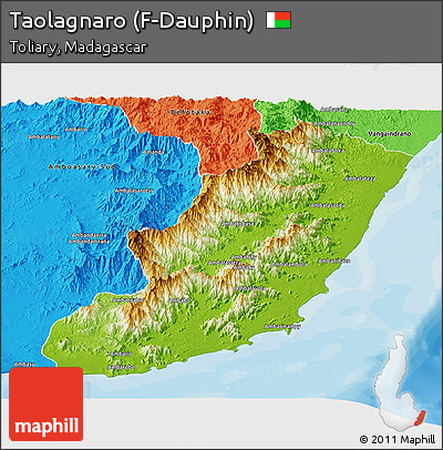 Physical Panoramic Map of Taolagnaro (F-Dauphin), political outside