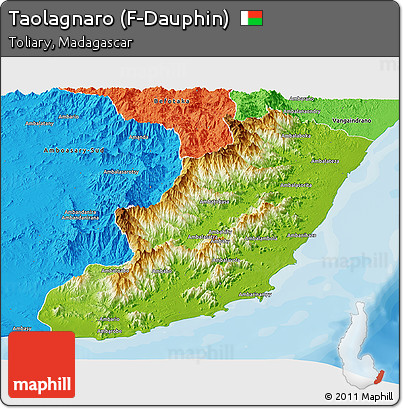 Physical Panoramic Map of Taolagnaro (F-Dauphin), political outside