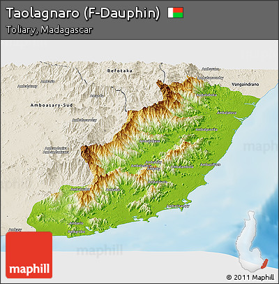Physical Panoramic Map of Taolagnaro (F-Dauphin), shaded relief outside