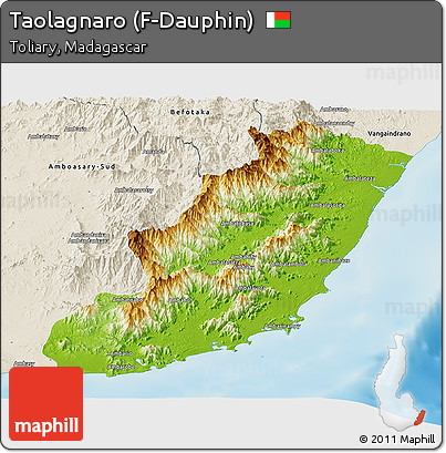 Physical Panoramic Map of Taolagnaro (F-Dauphin), shaded relief outside