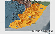 Political Panoramic Map of Taolagnaro (F-Dauphin), darken, semi-desaturated