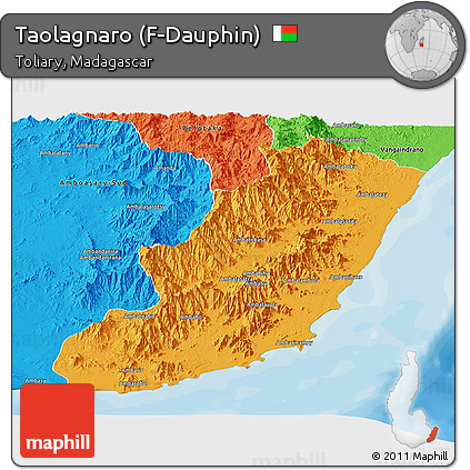 Political Panoramic Map of Taolagnaro (F-Dauphin)