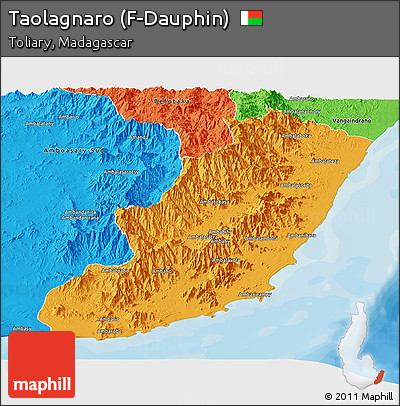 Political Panoramic Map of Taolagnaro (F-Dauphin)