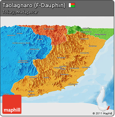 Political Panoramic Map of Taolagnaro (F-Dauphin)