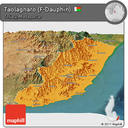 Political Panoramic Map of Taolagnaro (F-Dauphin), satellite outside