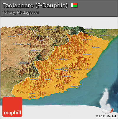 Political Panoramic Map of Taolagnaro (F-Dauphin), satellite outside