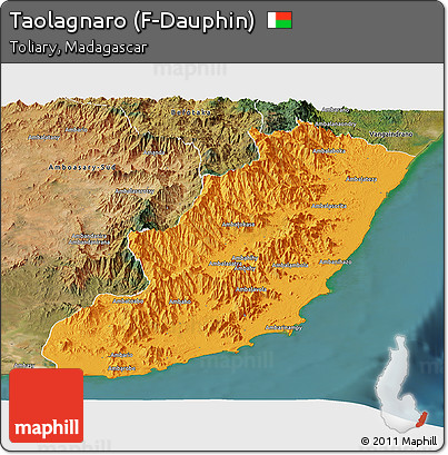 Political Panoramic Map of Taolagnaro (F-Dauphin), satellite outside