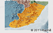Political Panoramic Map of Taolagnaro (F-Dauphin), semi-desaturated