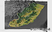 Satellite Panoramic Map of Taolagnaro (F-Dauphin), darken, desaturated