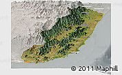Satellite Panoramic Map of Taolagnaro (F-Dauphin), lighten, semi-desaturated