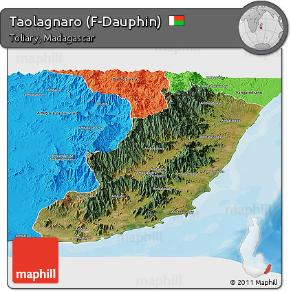 Satellite Panoramic Map of Taolagnaro (F-Dauphin), political outside