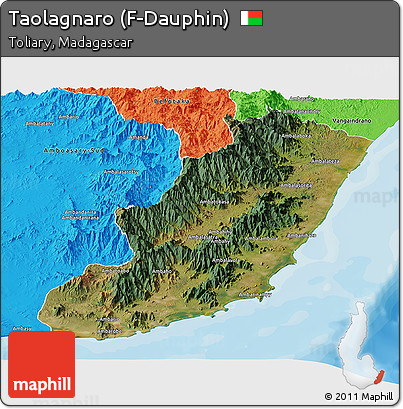 Satellite Panoramic Map of Taolagnaro (F-Dauphin), political outside