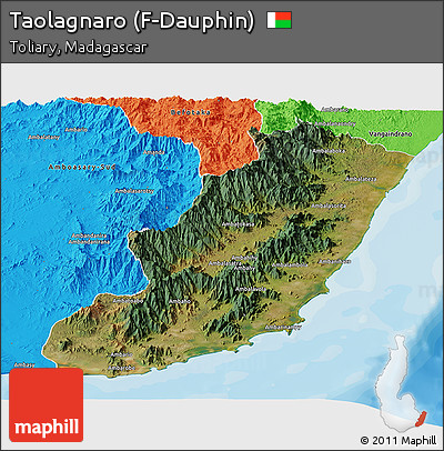Satellite Panoramic Map of Taolagnaro (F-Dauphin), political outside