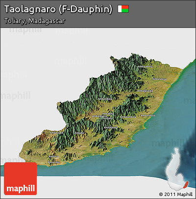 Satellite Panoramic Map of Taolagnaro (F-Dauphin), single color outside