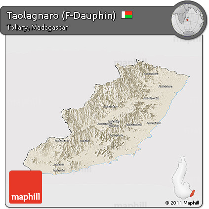 Shaded Relief Panoramic Map of Taolagnaro (F-Dauphin), cropped outside