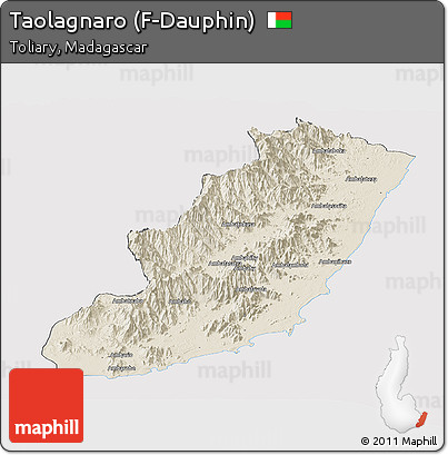 Shaded Relief Panoramic Map of Taolagnaro (F-Dauphin), cropped outside
