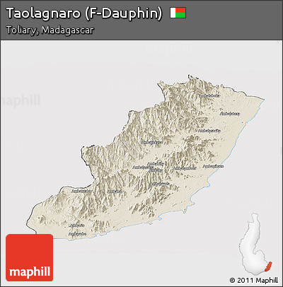 Shaded Relief Panoramic Map of Taolagnaro (F-Dauphin), cropped outside